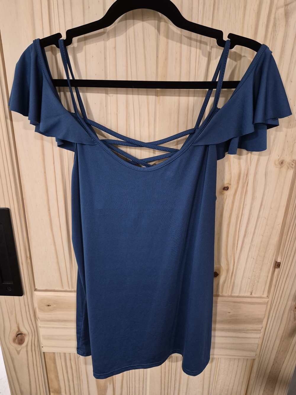 Women’s Off-Shoulder Ruffle Strappy Top - Blue